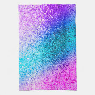 Bling Glitter Girly Pink Purple Kitchen Dish Towel