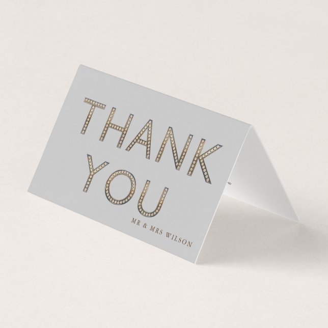 bling gold letters Thank You Card (Front)