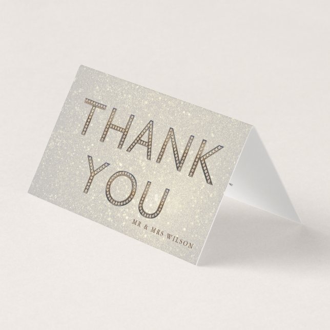 bling gold letters Thank You Card (Front)