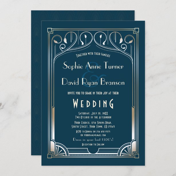 Art Deco Wedding Invitations & Announcements Zazzle UK