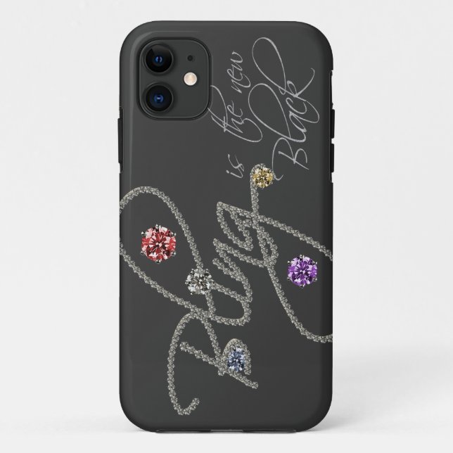 Bling is the New Black Faux Rhinestone Gems Case-Mate iPhone Case (Back)