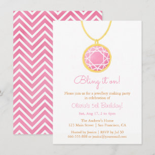 Bling It On Jewellery Making Girls Birthday Party Invitation