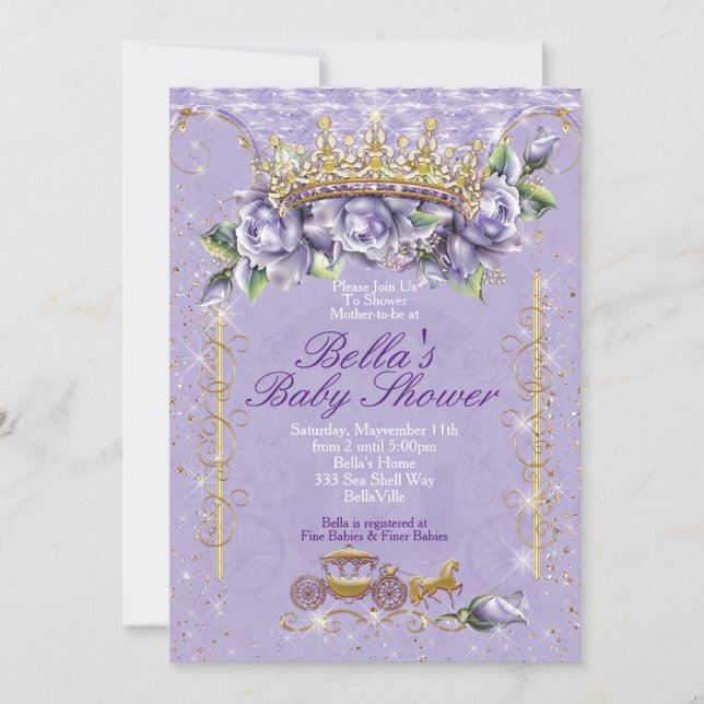 Bling Jewel Floral Baby Shower Invitations (Front)