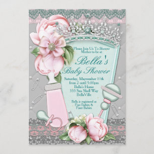 Bling Jewel Floral Baby Shower Invitations