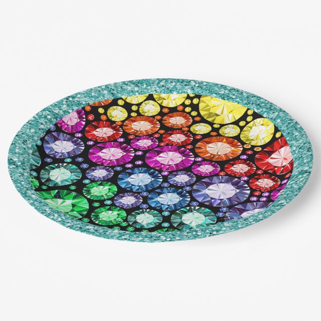 Bling Jewel Images Party Goods Paper Plate (Angled)
