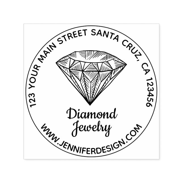 Bling Jewellery Logo Diamond Self-inking Stamp (Design)