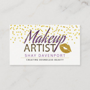 Bling Makeup Artist Faux Glitter Lips Business Card