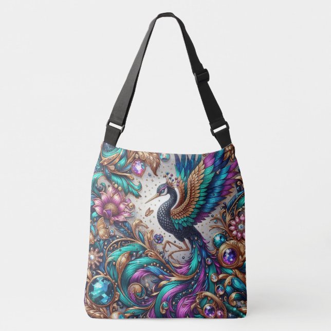 bling Purples Teals Blues Gold black white copper  Crossbody Bag (Front)