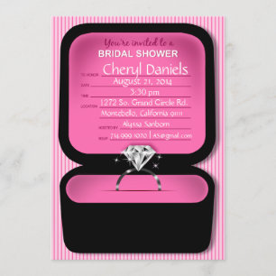 Bling Ring Box Bridal Shower pink Invitation