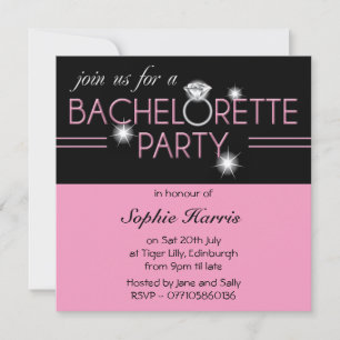 Bling Ring Pink Bachelorette Party 2 Invitation