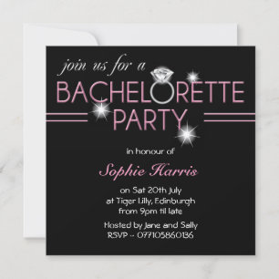 Bling Ring Pink Bachelorette Party Invitation