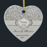 BLING Silver CUSTOM 25th ANNIVERSARY GIFT ORNAMENT<br><div class="desc">Adorable Ornament that you can personalise  in your own special way. 25TH ANNIVERSARY  GIFT ORNAMENT BLING Ornament for the special people in your life!</div>