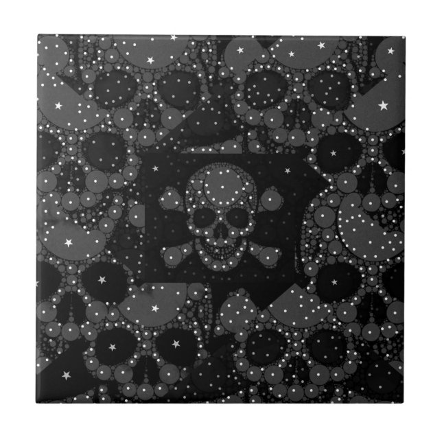 Bling Skull and crossbones Tile (Front)