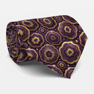 Bling & Sparkle Deep Plum + Gold Geode Neck Tie