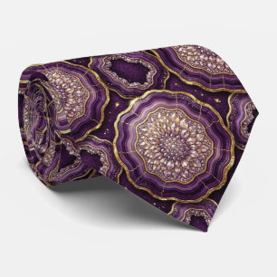 Bling & Sparkle Deep Plum + Gold Geode Neck Tie
