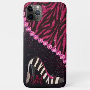 Bling Sparkle Diamond Glitter Zebra Pink iPhone 11 Pro Max Case