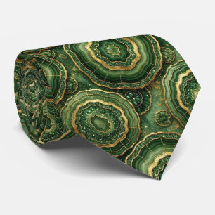 Bling & Sparkle Forest Green Gold Geode Neck Tie