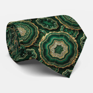 Bling & Sparkle Forest Green Gold Geode Neck Tie