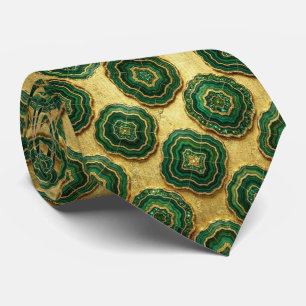 Bling & Sparkle Forest Green Gold Geode Neck Tie