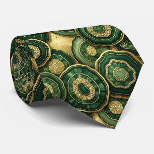 Bling & Sparkle Forest Green Gold Geode Neck Tie