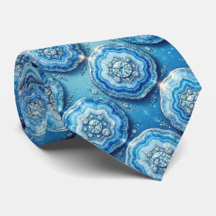 Bling & Sparkle Luxury Ocean Blue Geode Neck Tie