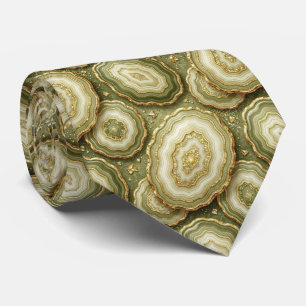 Bling & Sparkle   Luxury Olive Gold Geode Neck Tie