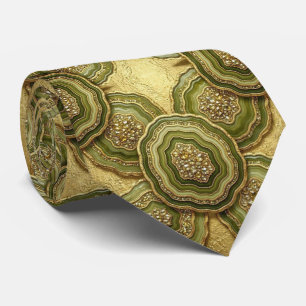 Bling & Sparkle Luxury Olive Gold Geode Neck Tie