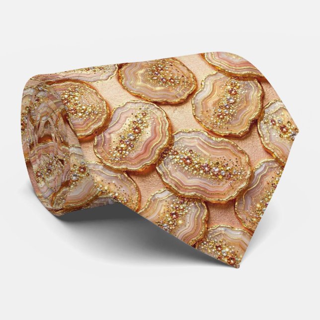 Bling & Sparkle | Luxury Rose Gold Geode Neck Tie (Rolled)
