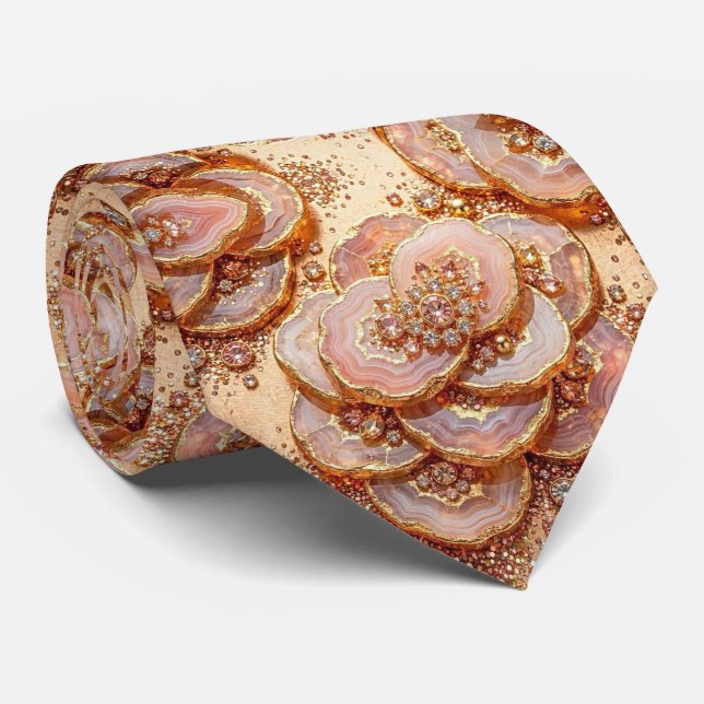 Bling & Sparkle | Luxury Rose Gold Geode Neck Tie (Rolled)