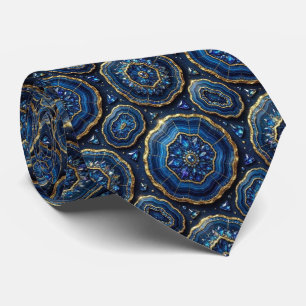 Bling & Sparkle Navy Blue + Gold Geode Neck Tie