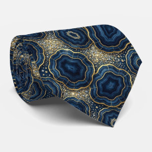 Bling & Sparkle Navy Blue + Gold Geode Neck Tie