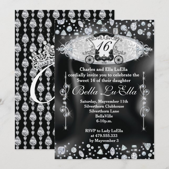 Bling Sweet 16 Party Invitations, Mis Quince Anos Invitation (Front/Back)