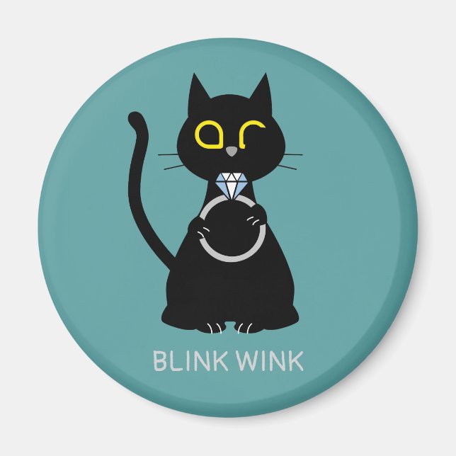 BLING WINK Funny Black Cat Proposal Magnet  (Front)