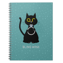 BLING WINK Funny Cat Proposal Notebook