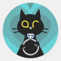 BLING WINK – Purrrfect Proposal Black Cat Sticker