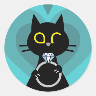 BLING WINK – Purrrfect Proposal Black Cat Sticker