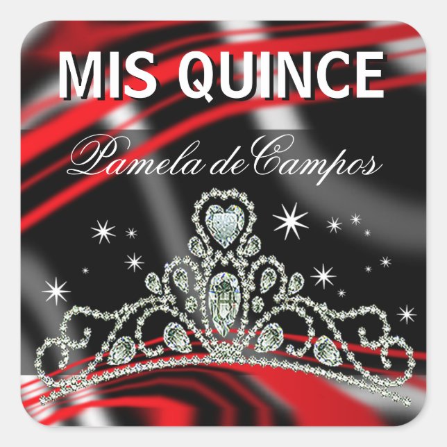 Blinged Out Quinceañera Sparkling Tiara Square Sticker (Front)