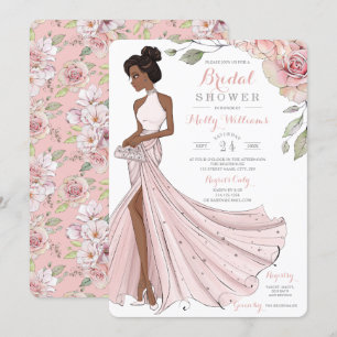 Blingy African American Bride Bridal Shower Invitation
