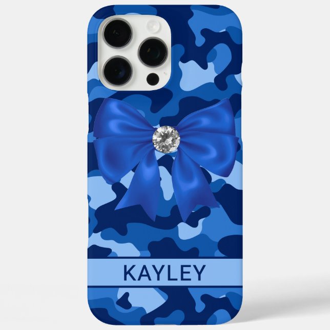 Blingy Blue Camouflage Personalised Case-Mate iPhone Case (Back)