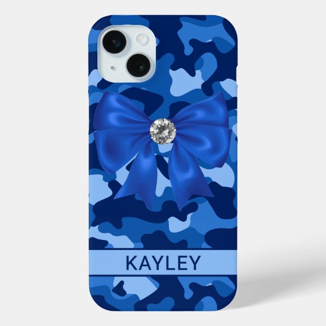 Blingy Blue Camouflage Personalized Case-Mate iPhone Case (Back)
