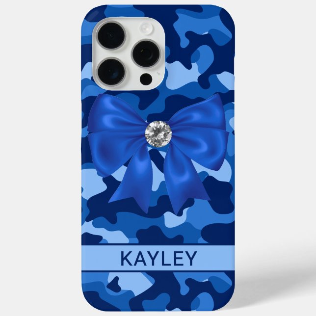 Blingy Blue Camouflage Personalized Case-Mate iPhone Case (Back)