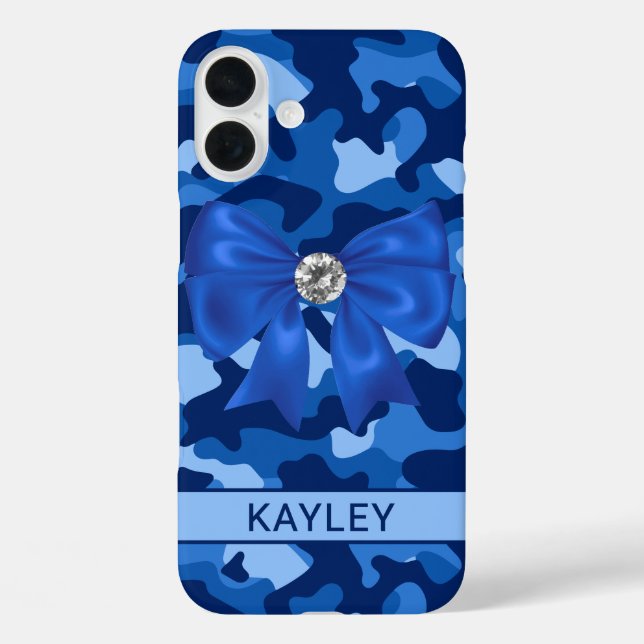 Blingy Blue Camouflage Personalized Case-Mate iPhone Case (Back)