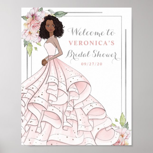 Blingy Glamour Bride Bridal Shower Welcome Sign (Front)