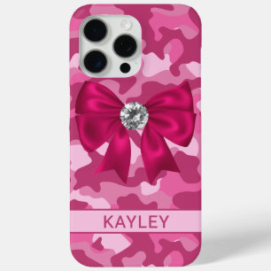Blingy Pink Camouflage Personalized iPhone 15 Pro Max Case