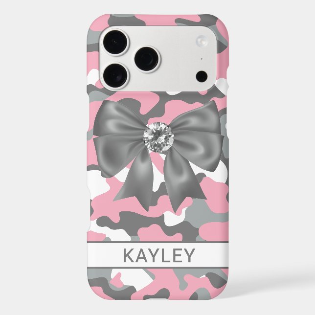 Blingy Pink Gray Camouflage Personalized (Back)