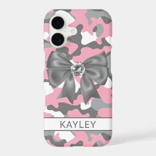 Blingy Pink Gray Camouflage Personalized
