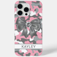 Blingy Pink Gray Camouflage Personalized