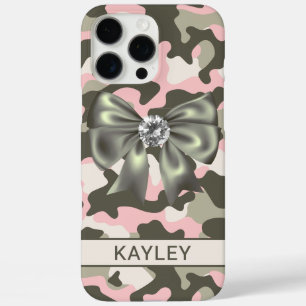 Blingy Pink Green Camouflage Personalized iPhone 16 Pro Max Case