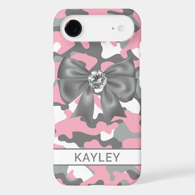 Blingy Pink Grey Camouflage Personalised (Back)