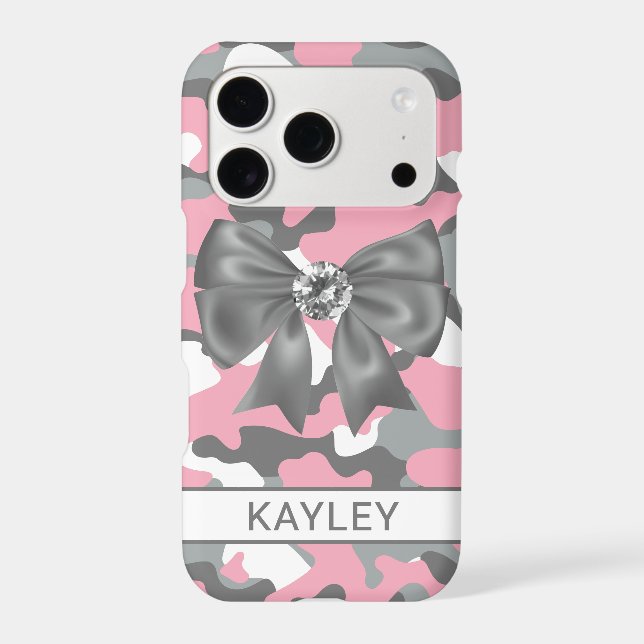 Blingy Pink Grey Camouflage Personalised (Back)